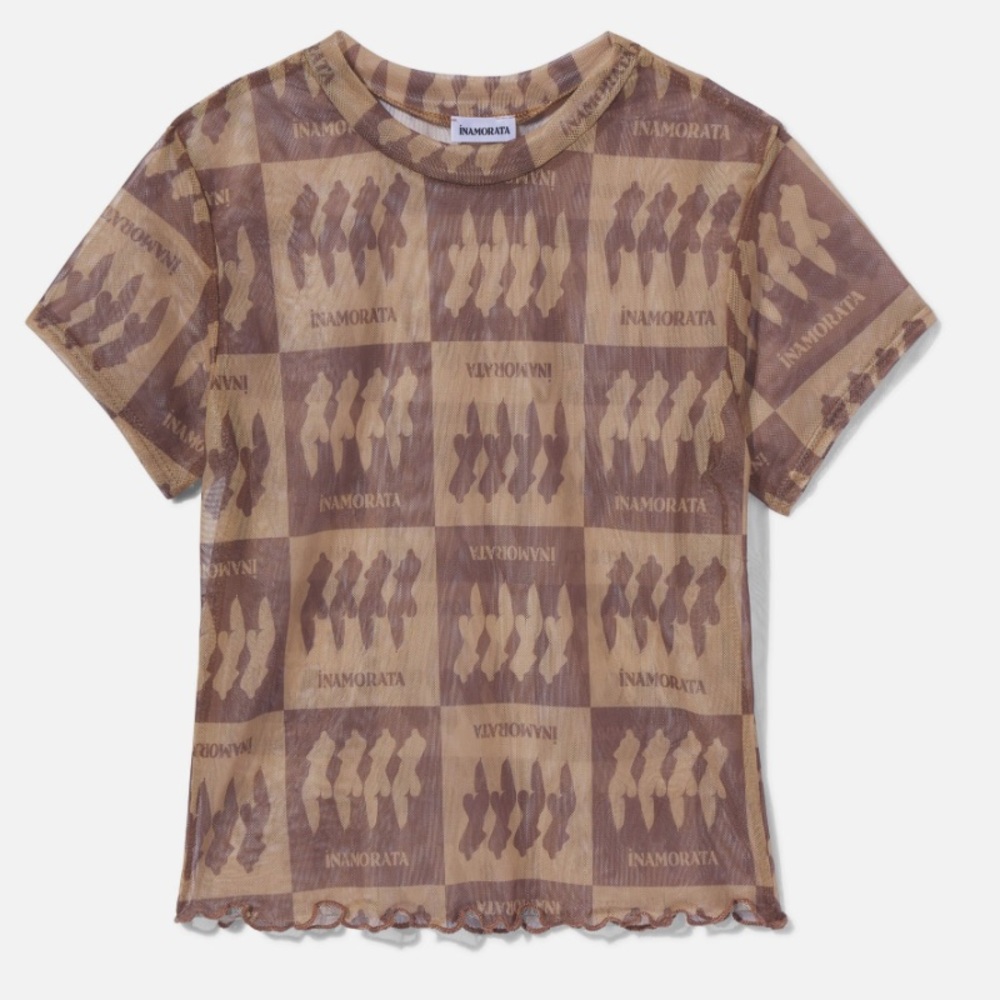 inamorata Bambi Baby Tee brown size xs mesh swimsuit coverup